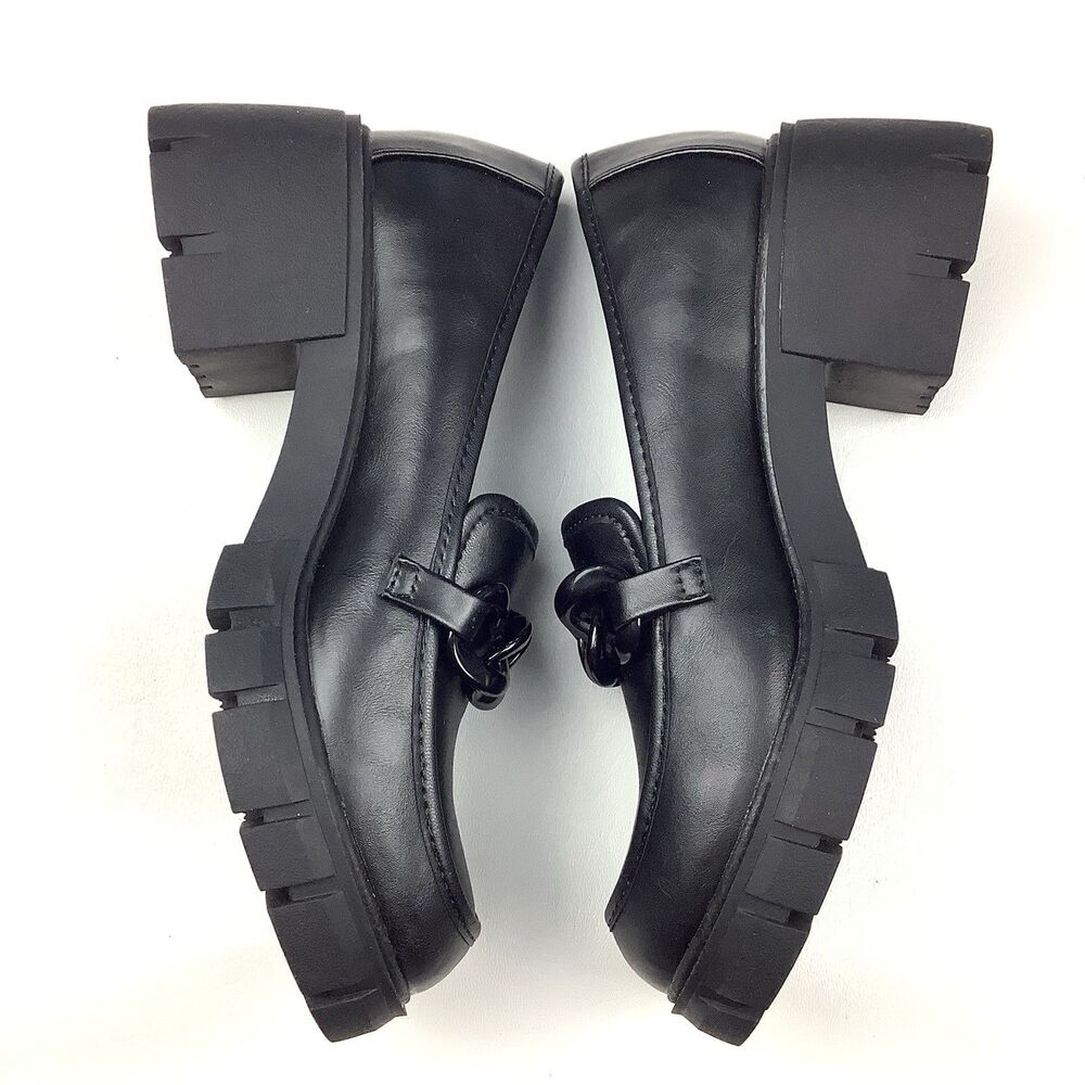 Madden NYC Shoes Women's 7.5 Loafers Black Chunky Lug Heels Platform Y2K Grunge - Picture 4 of 12